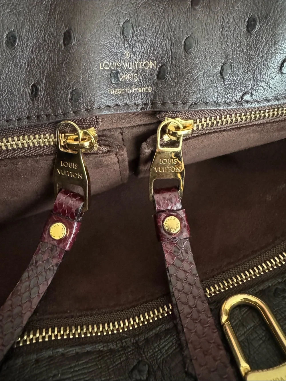 AUTHENTIC Louis Vuitton Monogram Quilted Satchel with Burgundy Handles - Picture 5 of 12
